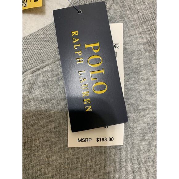 New Ralph Lauren Big & Tall Polo Bear Fleece Crewneck Sweatshirt 3XB Gray - Picture 5 of 9